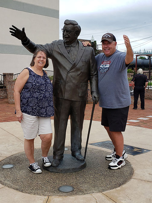 Joyce and Dave with Colonel Sanders Statue